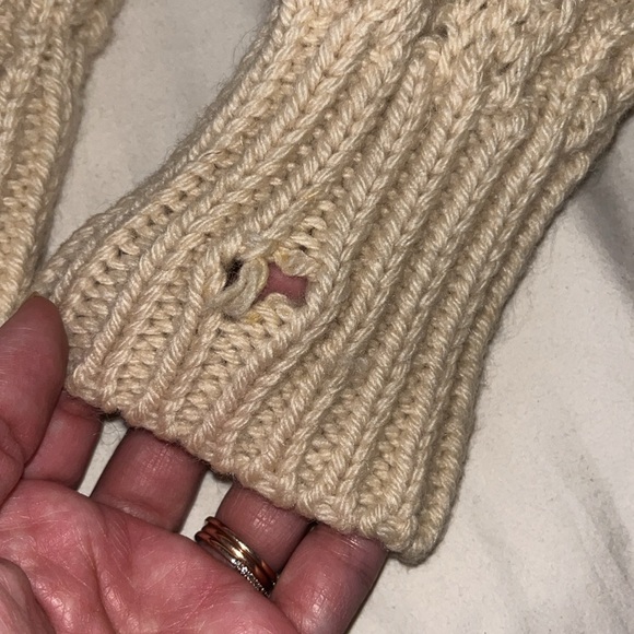 Gaeltarra Yellow Cream New Wool Irish Fisherman Sweater Zip Up Cardigan L - Picture 11 of 11